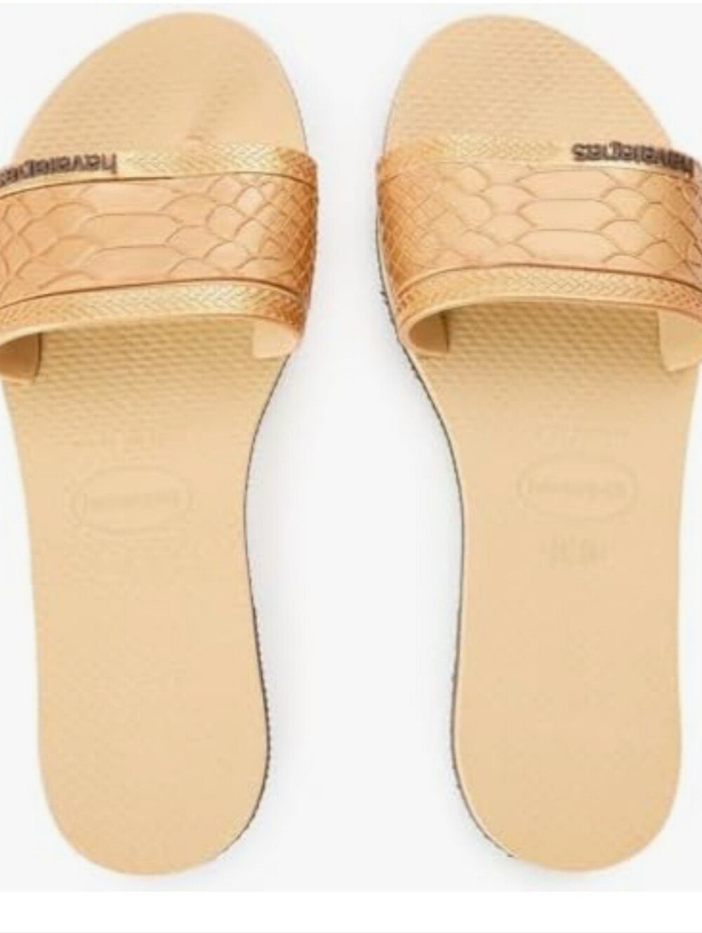Havaianas You Angra Wild Metallic Gold Sandals Size 7-8 Womens Snake Skin
